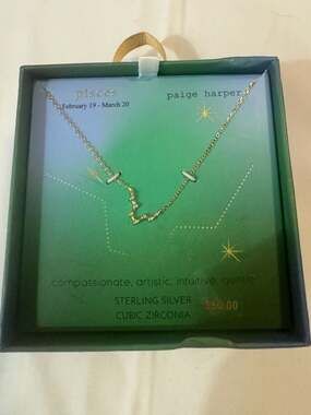 Paige Harper Pisces Zodiac Constellation Sterling Silver Cubic Zirconia Necklace